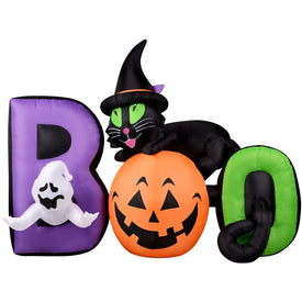 5' Inflatable Boo Sign with Black Cat and Lights