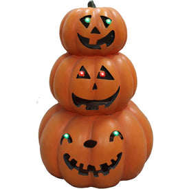 20" Three Stacked Jack-O'-Lanterns with Battery-Operated LED Lights