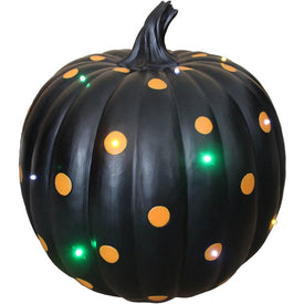 16" Black Pumpkin with Orange Battery-operated LED Dots