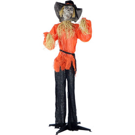 60" Life-Size Animatronic Skeleton Scarecrow with Rotating Head