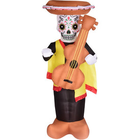 8' Inflatable Pre-Lit Day of the Dead Calaca with Guitar