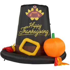 72" Happy Thanksgiving Pilgrim's Hat Blow Up Inflatable with Lights