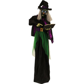 72.04" Standing Animated Witch with Magic Book