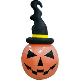 10' Inflatable Pumpkin with Hat with Fire Light Affect
