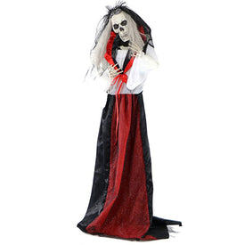 65" Life-Size Animatronic Moaning Skeleton Bride with Flashing Red Eyes