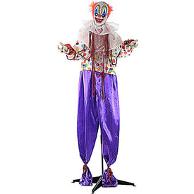 65" Life-Size Animatronic Talking Scary Clown with Flashing Red Eyes