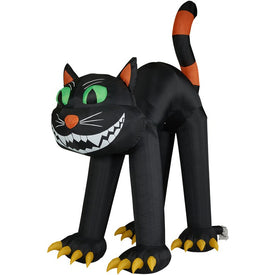 9.8" Inflatable Green-Eyed Black Cat with Lights