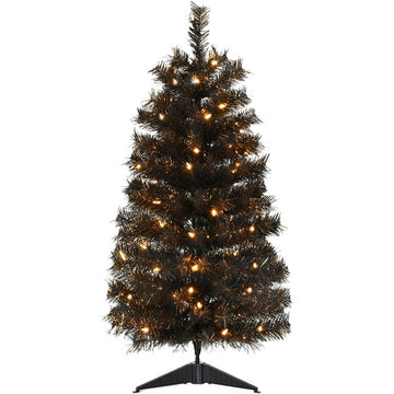 3" Spooky Tinsel Tree with Warm White LED Lights