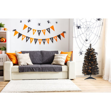 3" Spooky Tinsel Tree with Warm White LED Lights