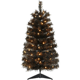 3" Spooky Tinsel Tree with Warm White LED Lights