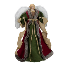 18" Unlit Green and Brown Angel in a Dress Christmas Tree Topper