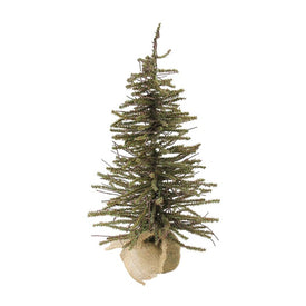 2' Unlit Green and Brown Warsaw Twig Artificial Christmas Tree with Burlap Base