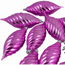 4.75" Purple and Silver Shiny Shatterproof Christmas Finial Ornaments Set of 12