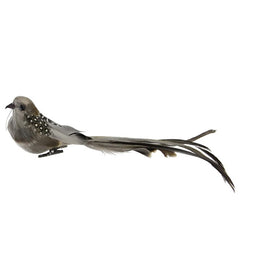 5.75" Gray Clip On Bird with Feathers Christmas Ornament