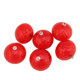 2.5" Red Shatterproof Transparent Christmas Disco Ball Ornaments Set of 6