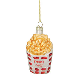 3.25" Golden Yellow Red and White French Fries Glass Christmas Ornament