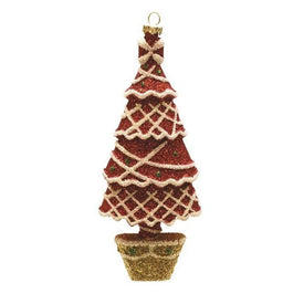 7" Red and White Glitter Shatterproof Christmas Tree Ornament