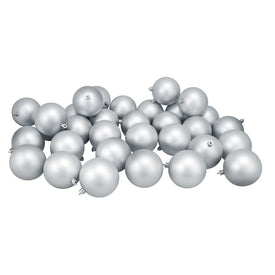 3.25" Silver Shatterproof Matte Ball Christmas Ornaments Set of 32