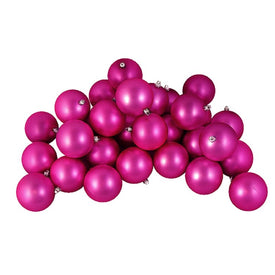 4" Pink Shatterproof Matte Ball Christmas Ornaments Set of 12