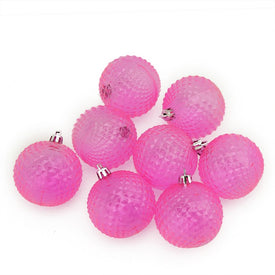 2.5" Pink Shatterproof Transparent Diamond Cut Ball Christmas Ornaments Set of 8