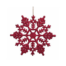 4" Berry Red Glitter Snowflake Christmas Ornaments Set of 24