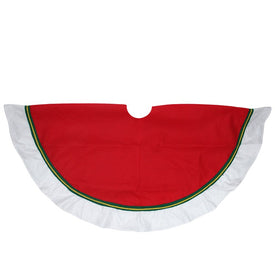 36" Red and White with Border Accents Christmas Tree Skirt