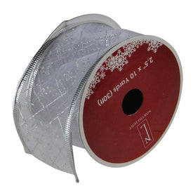 2.5" x 120 Yards Shimmering Silver Diamond Wired Christmas Craft Ribbon Spools Club Pack of 12