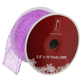 2.5" x 10 Yards Glittering Purple Solid Wired Christmas Craft Ribbon