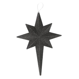 20" Black and Silver Glittered Bethlehem Star Shatterproof Christmas Ornament