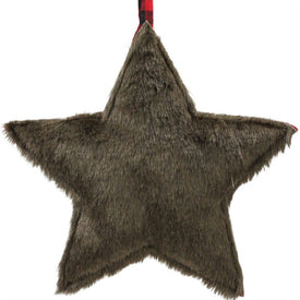 11.5" Brown Faux Fur Star Christmas Ornament