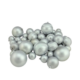 4" Silver Shatterproof Two-Finish Ball Christmas Ornaments 39-Count