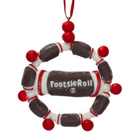 4" Brown and Red Tootsie Roll Chewy Chocolate Candy Christmas Wreath Ornament