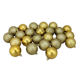 2.5" Vegas Gold Shatterproof Four-Finish Ball Christmas Ornaments Set of 24