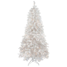 6.5' Pre-Lit Flocked White Spruce Artificial Christmas Tree - Clear Lights