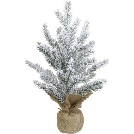 12" Unlit Artificial Flocked Mini Pine Christmas Tree with Jute Base