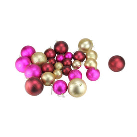 4" Pink and Burgundy Red Shatterproof Matte Ball Christmas Ornaments Set of 27