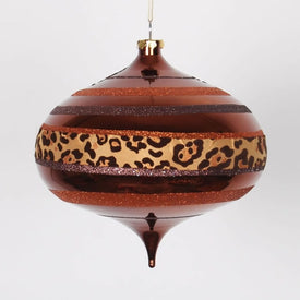 8" Diva Safari Cheetah Stripes Copper and Coffee Brown Shatterproof Christmas Onion Ornament