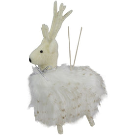8" White and Beige Reindeer Christmas Ornament