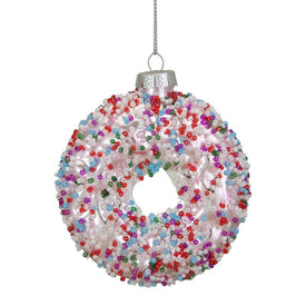 3.5" Pink Doughnut with Sprinkles Glass Christmas Ornament