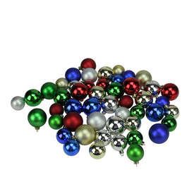 2" Multi-Color Shatterproof Two-Finish Ball Christmas Ornaments Set of 50