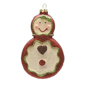 4.5" Red and Beige Glittered Shatterproof Gingerbread Girl Christmas Ornament