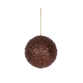 4.75" Holographic Glitter Drenched Chocolate Brown Shatterproof Ball Christmas Ornament