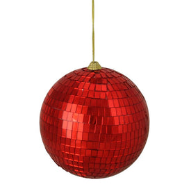 5.5" Red Disco Shatterproof Mirrored Ball Christmas Ornament