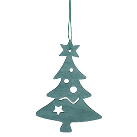 4.75" Teal Green Wooden Cut Out Christmas Tree Ornament