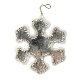6.25" Brown and White Glittered Shatterproof Christmas Snowflake Ornament