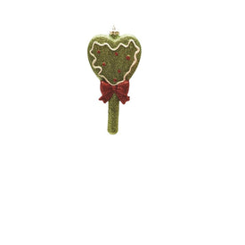 5.75" Glittered Green and Red Shatterproof Christmas Heart Lollipop Ornament
