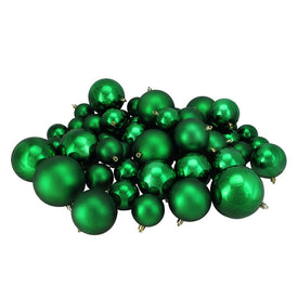 4" Green Shatterproof Two-Finish Ball Christmas Ornaments Set of 50