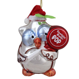 4" Red and White Tootsie Roll Pop Original Candy-Filled Lollipop Mr. Owl Glass Christmas Ornament