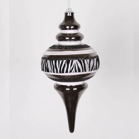 10" Black and White Striped Christmas Finial Ornament