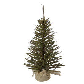 2.5' Unlit Green and Brown Warsaw Twig Artificial Christmas Tree with Burlap Base